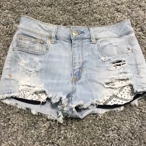 High rise lace American Eagle jean short